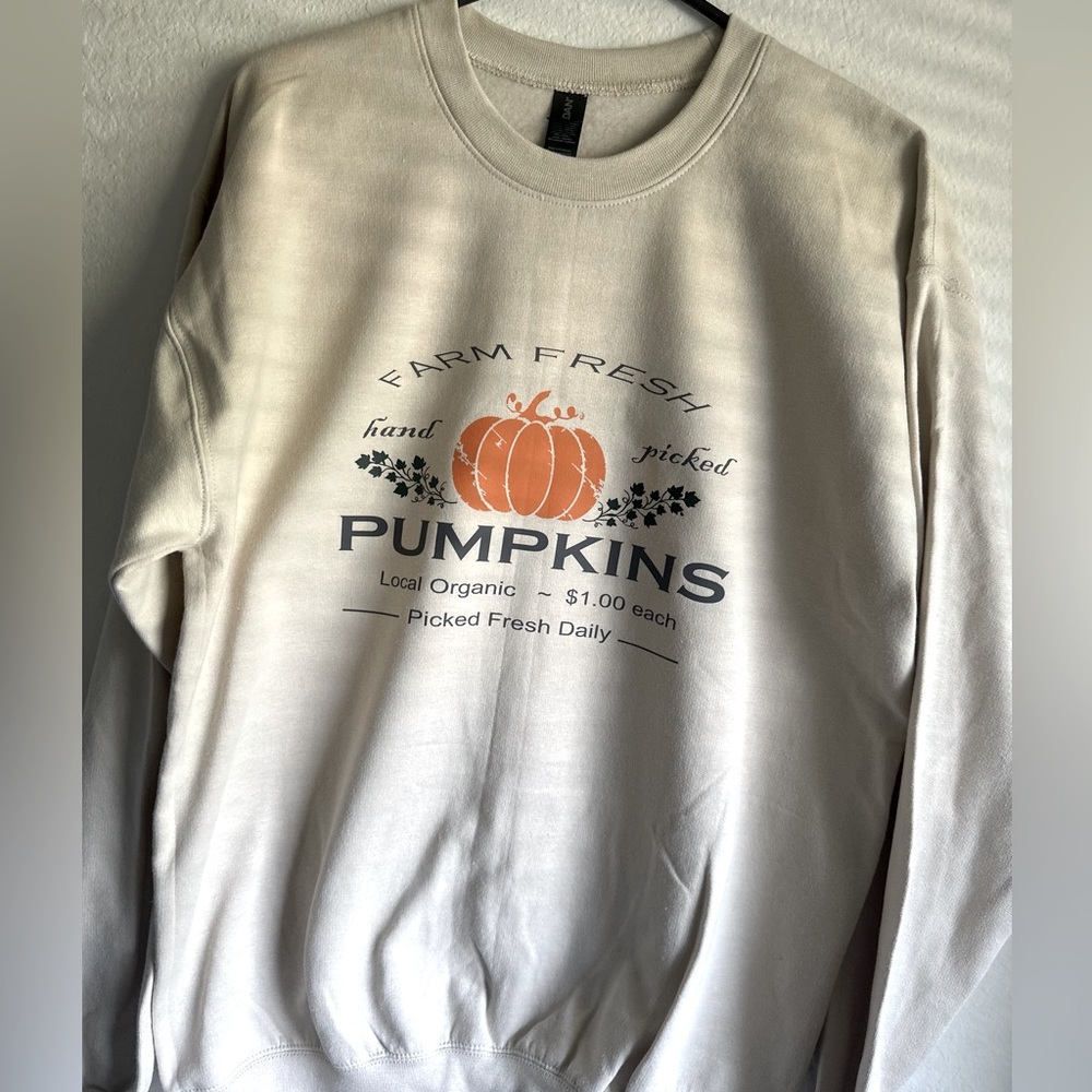 Crew neck soft style sweater “Farm Fresh pumpkins”